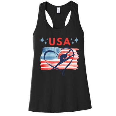 Patriotic American Flag Gymnastics Design For Usa Gymnasts Women's Racerback Tank