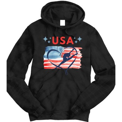 Patriotic American Flag Gymnastics Design For Usa Gymnasts Tie Dye Hoodie