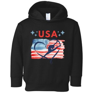 Patriotic American Flag Gymnastics Design For Usa Gymnasts Toddler Hoodie