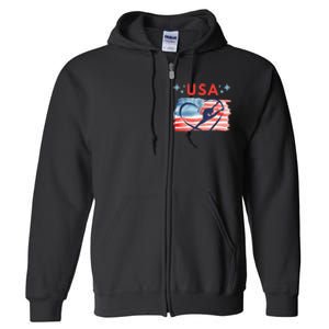 Patriotic American Flag Gymnastics Design For Usa Gymnasts Full Zip Hoodie