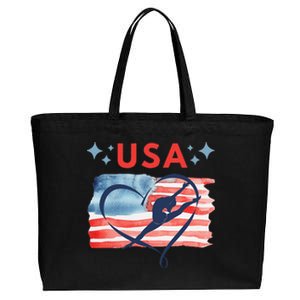 Patriotic American Flag Gymnastics Design For Usa Gymnasts Cotton Canvas Jumbo Tote