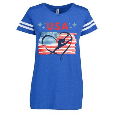 Patriotic American Flag Gymnastics Design For Usa Gymnasts Enza Ladies Jersey Football T-Shirt