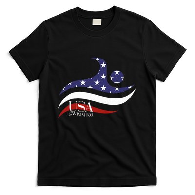 Patriotic American Flag Swimming Usa Gift Swim Team T-Shirt