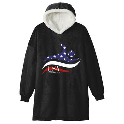 Patriotic American Flag Swimming Usa Gift Swim Team Hooded Wearable Blanket