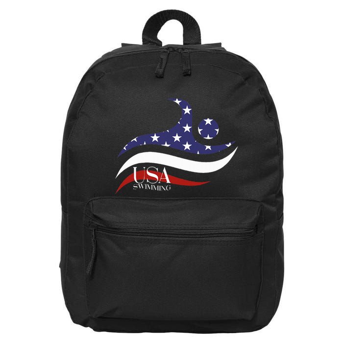 Patriotic American Flag Swimming Usa Gift Swim Team 16 in Basic Backpack
