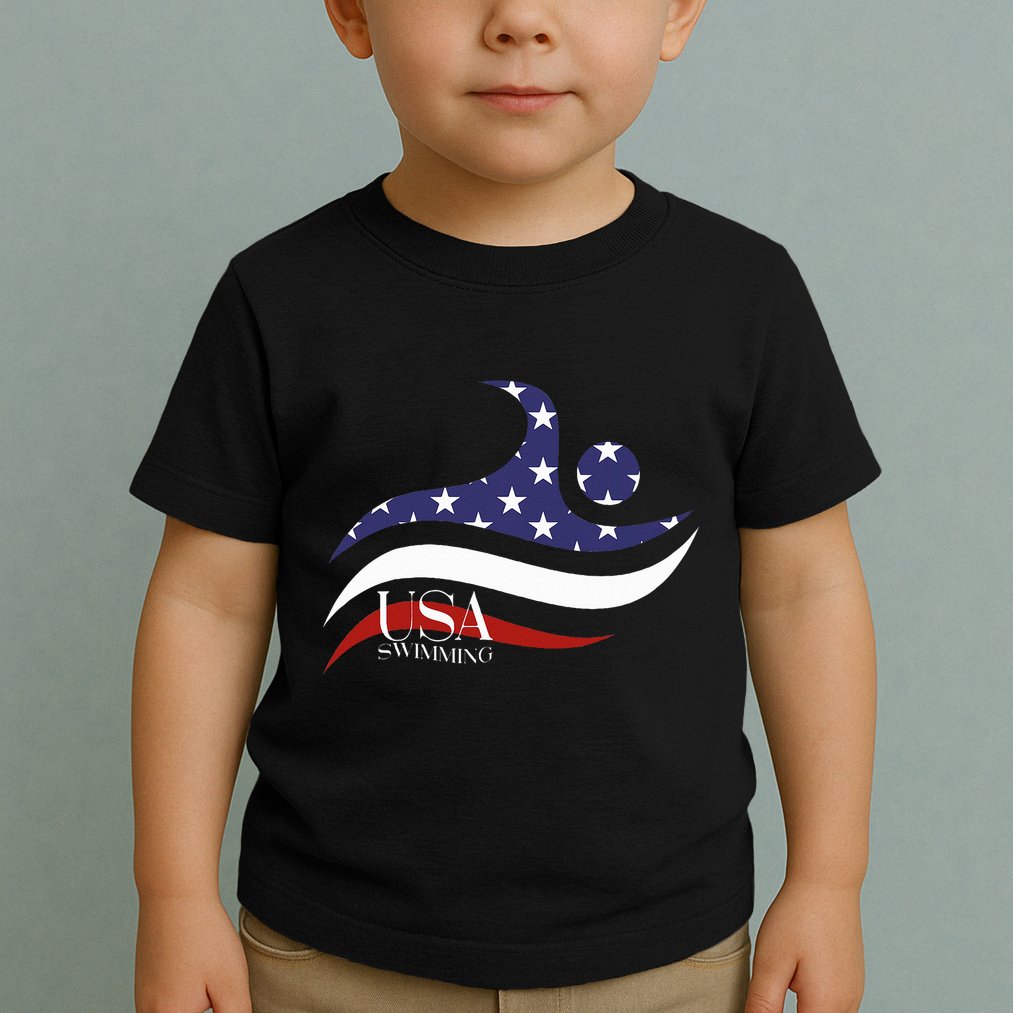 Patriotic American Flag Swimming Usa Gift Swim Team Toddler T-Shirt