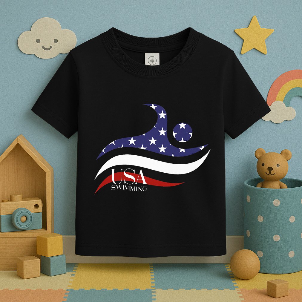 Patriotic American Flag Swimming Usa Gift Swim Team Toddler T-Shirt