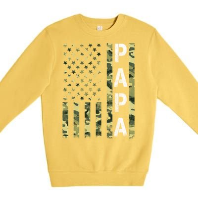 Papa American Flag Proud Dad Fathers Day Gift Premium Crewneck Sweatshirt