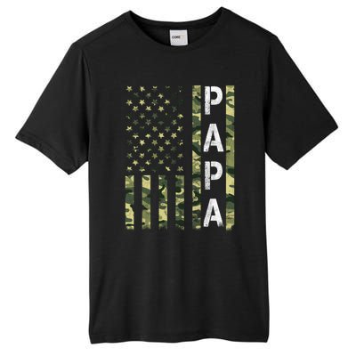 Papa American Flag Proud Dad Fathers Day Gift Tall Fusion ChromaSoft Performance T-Shirt