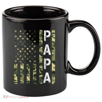 Papa American Flag Proud Dad Fathers Day Gift 11oz C Handle Ceramic Mug