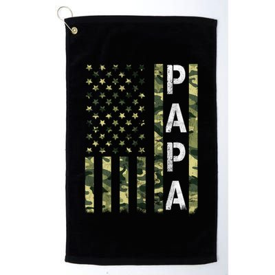 Papa American Flag Proud Dad Fathers Day Gift Golf Towel