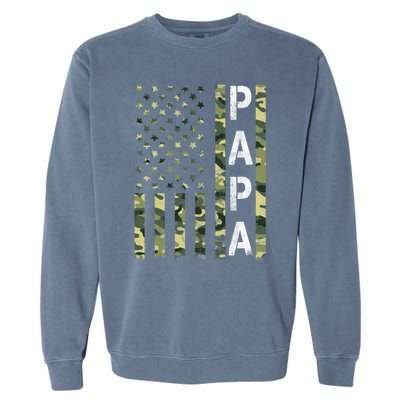 Papa American Flag Proud Dad Fathers Day Gift Garment-Dyed Sweatshirt