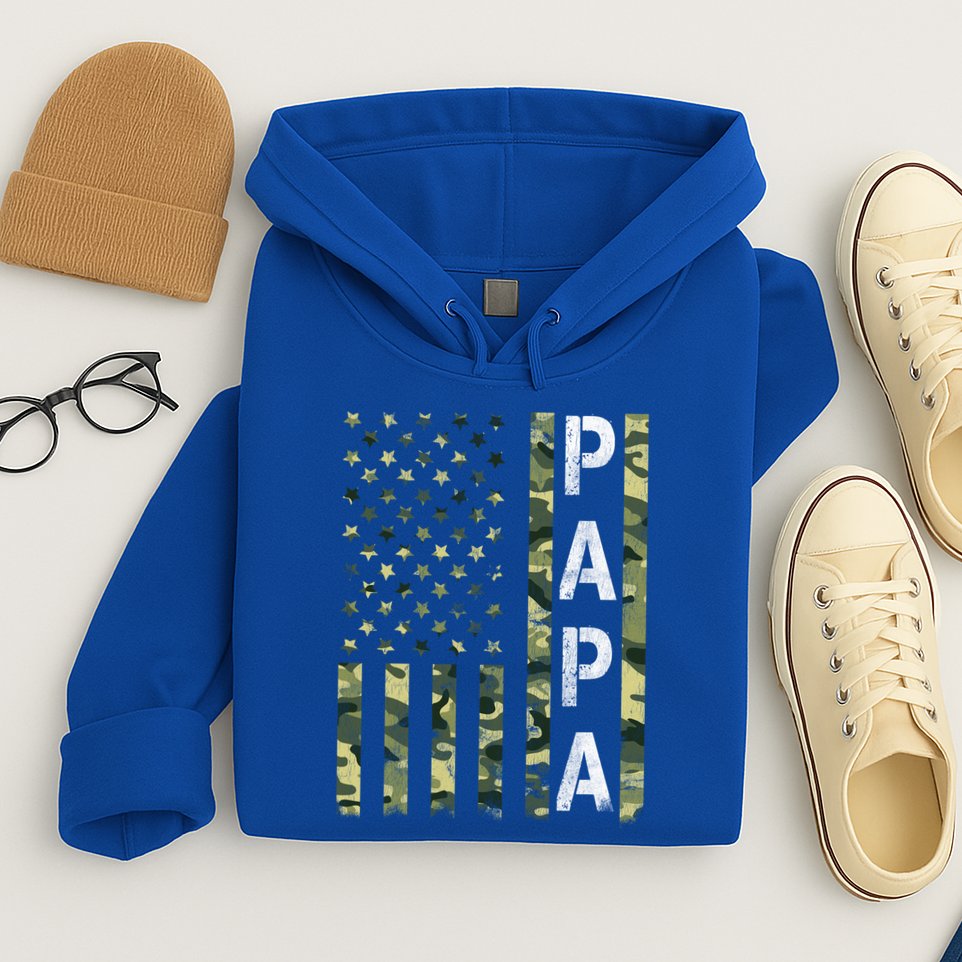 Papa American Flag Proud Dad Fathers Day Gift Hoodie