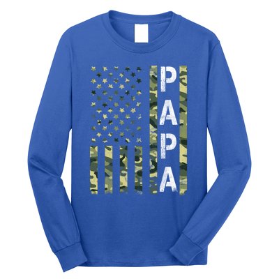 Papa American Flag Proud Dad Fathers Day Gift Long Sleeve Shirt