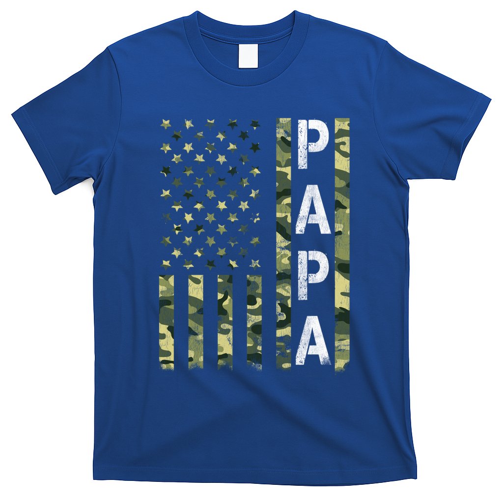 Papa American Flag Proud Dad Fathers Day Gift T-Shirt