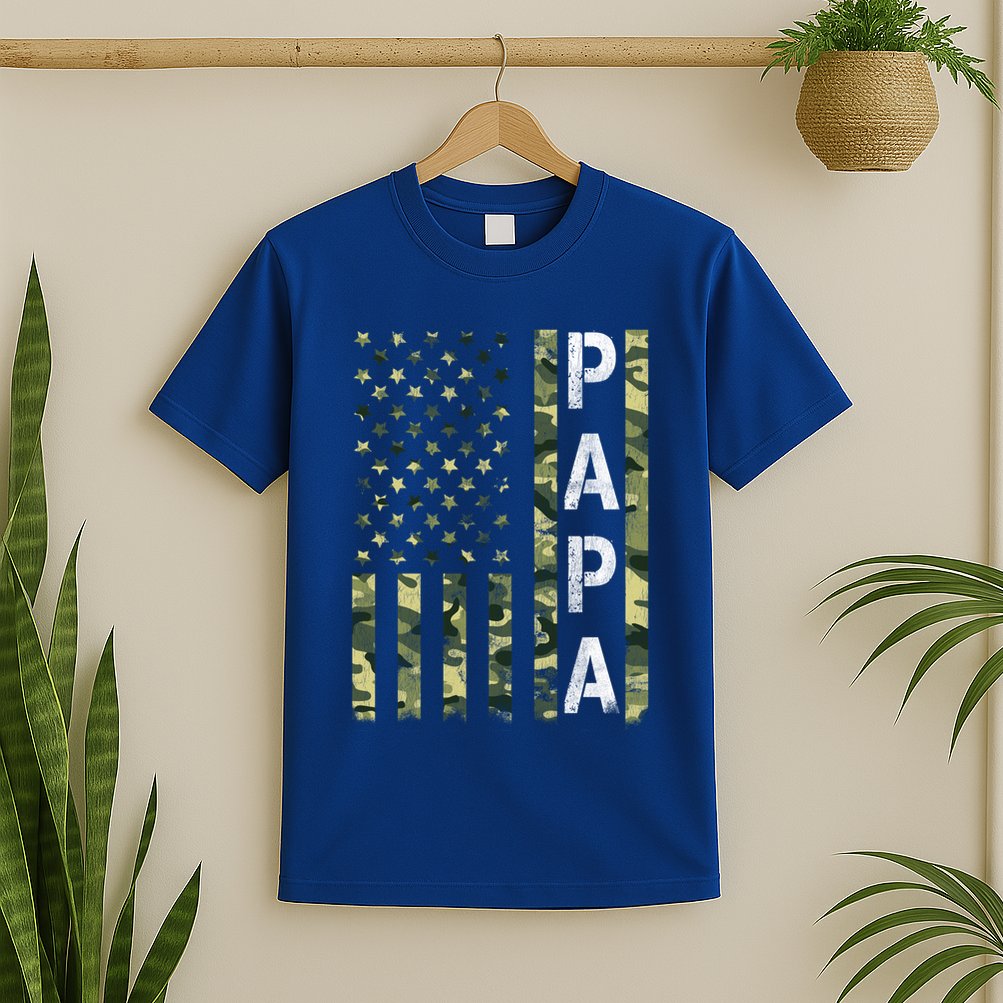 Papa American Flag Proud Dad Fathers Day Gift T-Shirt