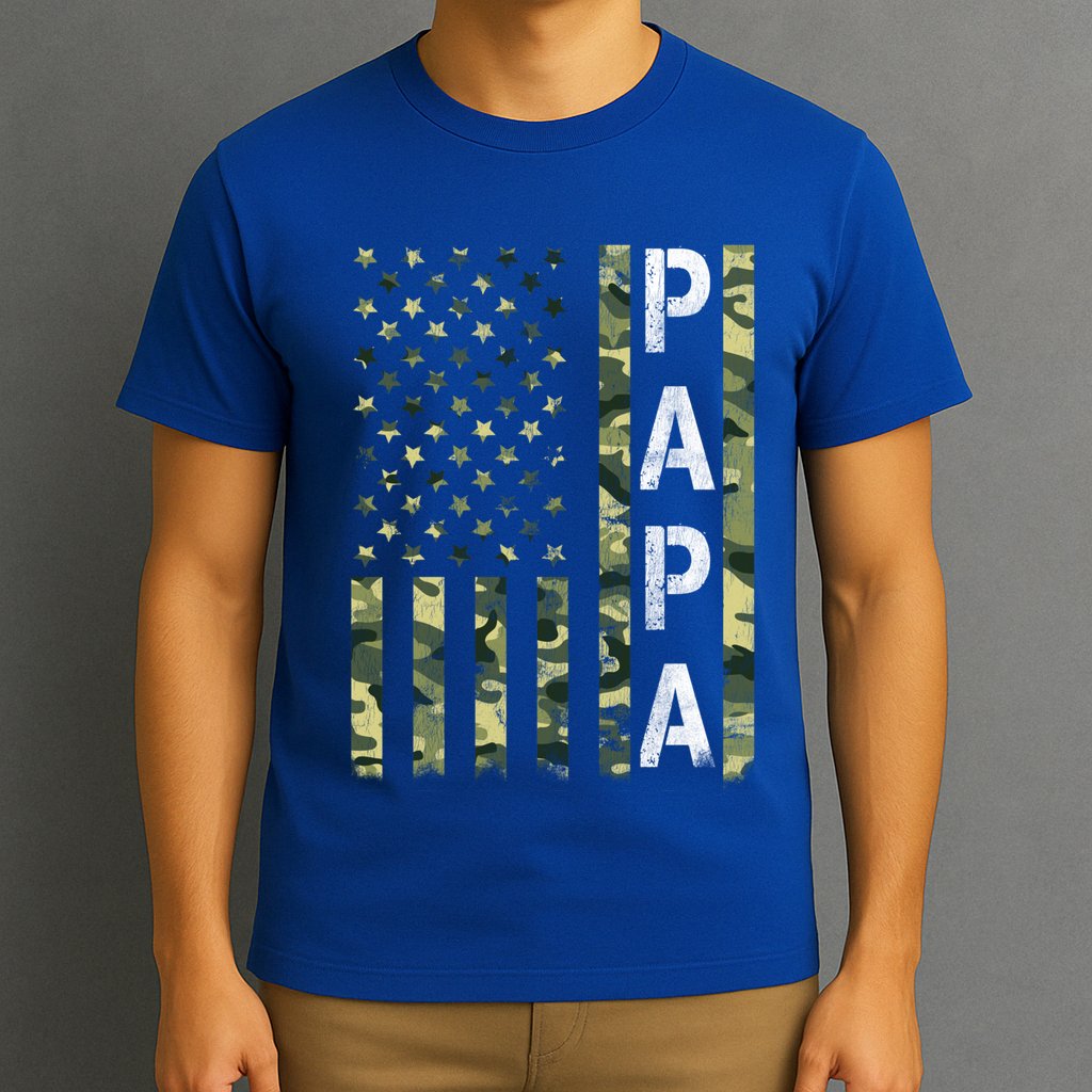 Papa American Flag Proud Dad Fathers Day Gift T-Shirt