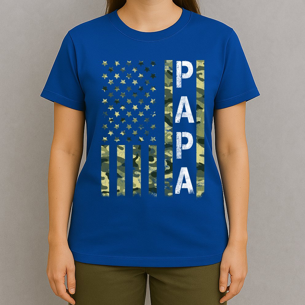 Papa American Flag Proud Dad Fathers Day Gift T-Shirt