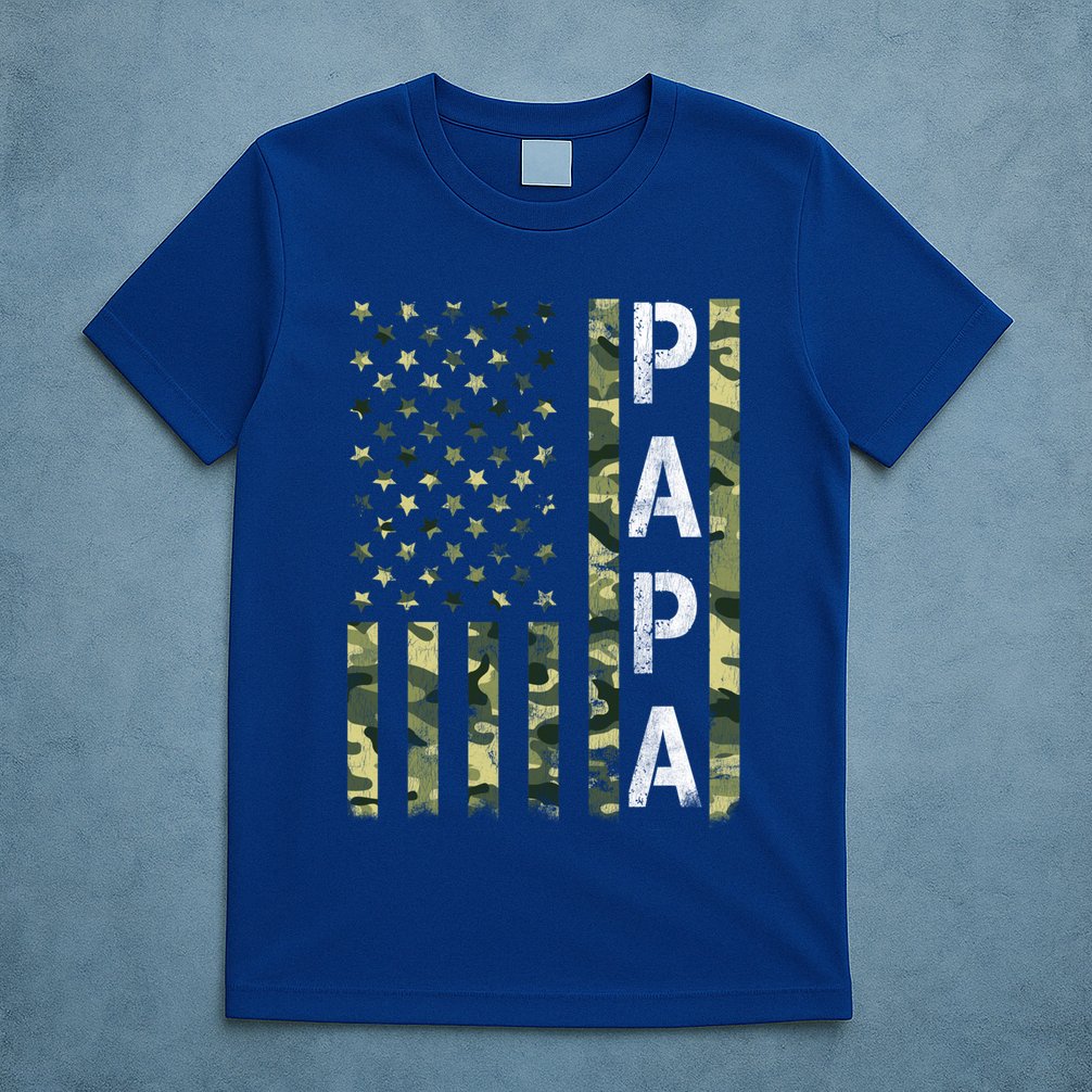 Papa American Flag Proud Dad Fathers Day Gift T-Shirt