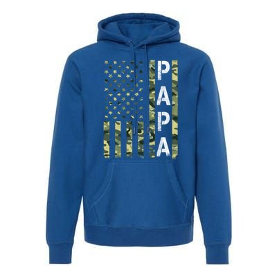 Papa American Flag Proud Dad Fathers Day Gift Premium Hoodie