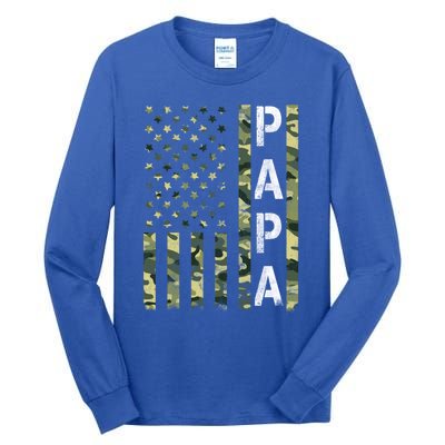 Papa American Flag Proud Dad Fathers Day Gift Tall Long Sleeve T-Shirt