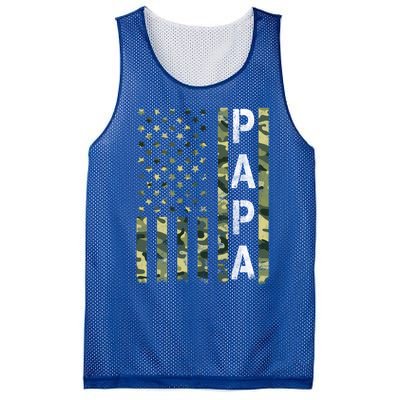 Papa American Flag Proud Dad Fathers Day Gift Mesh Reversible Basketball Jersey Tank