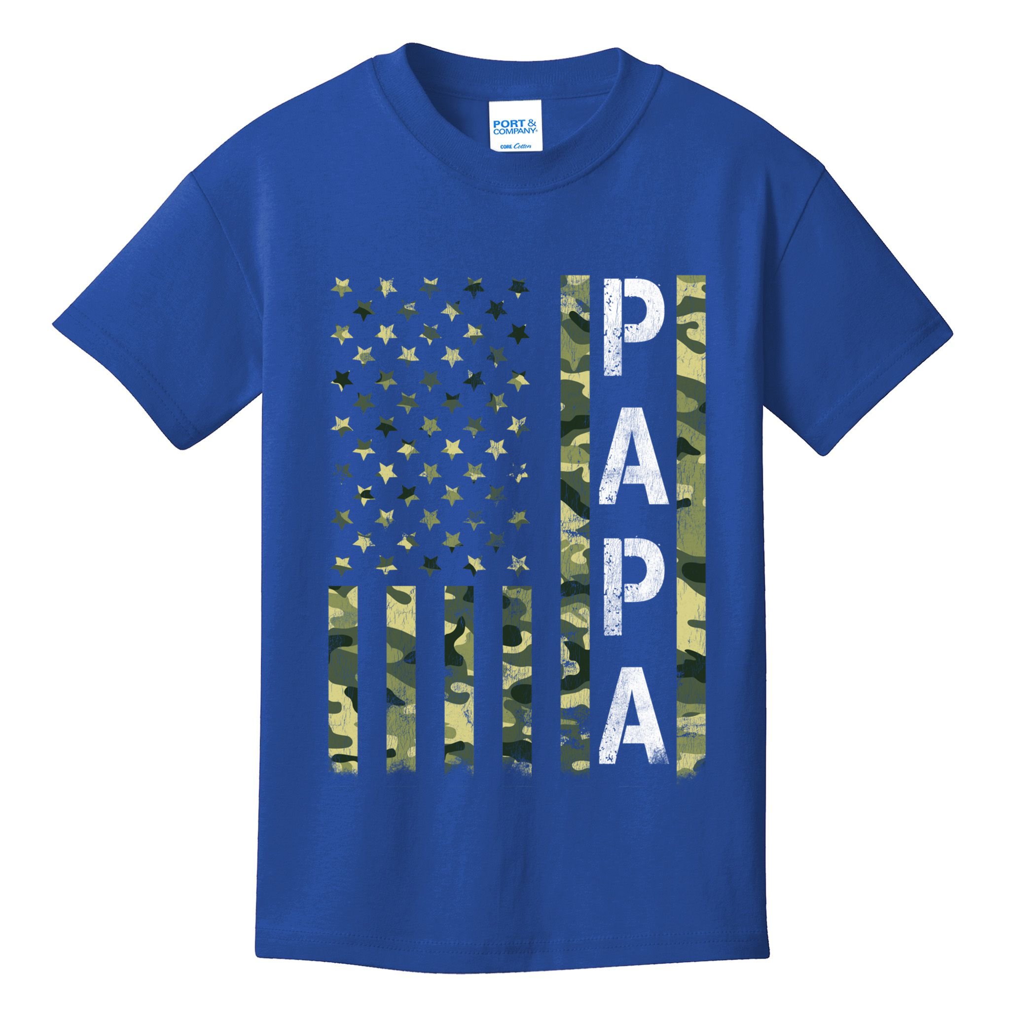 Papa American Flag Proud Dad Fathers Day Gift Kids T-Shirt