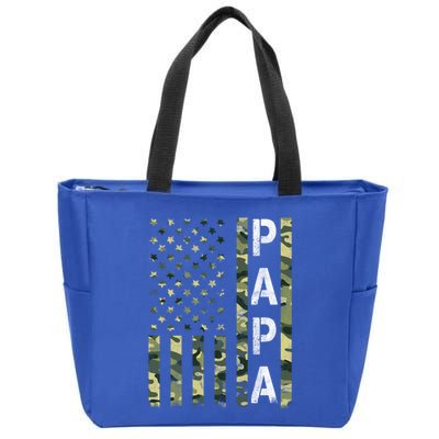 Papa American Flag Proud Dad Fathers Day Gift Zip Tote Bag