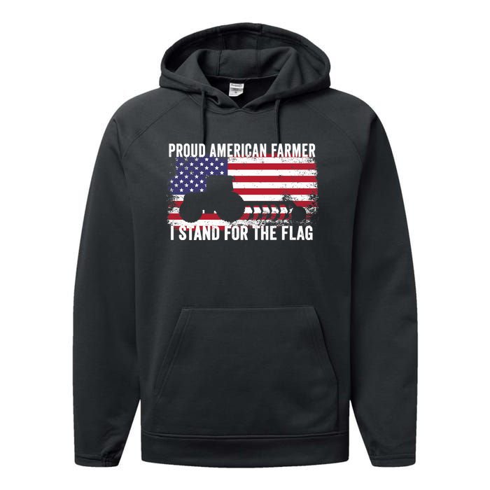 Proud American Farmer I Stand For The Flag Patriotic USA Premium Performance Fleece Hoodie