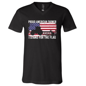 Proud American Farmer I Stand For The Flag Patriotic USA Premium V-Neck T-Shirt