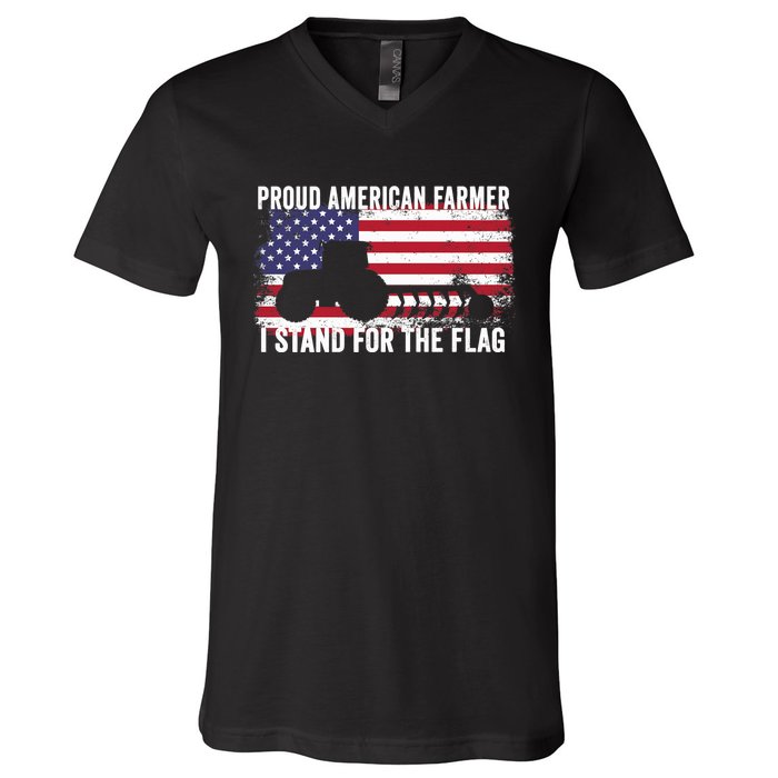 Proud American Farmer I Stand For The Flag Patriotic USA Premium V-Neck T-Shirt