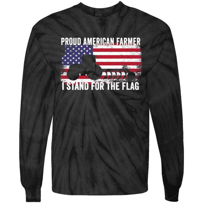 Proud American Farmer I Stand For The Flag Patriotic USA Premium Tie-Dye Long Sleeve Shirt