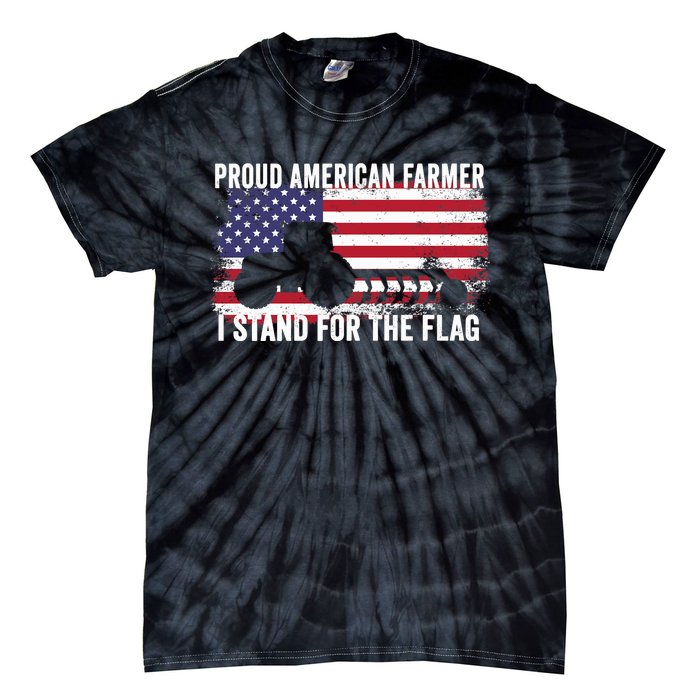 Proud American Farmer I Stand For The Flag Patriotic USA Premium Tie-Dye T-Shirt