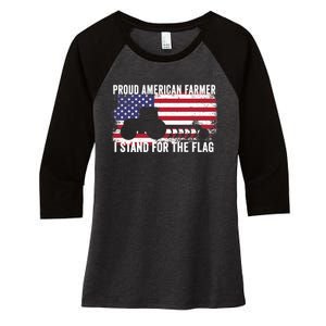 Proud American Farmer I Stand For The Flag Patriotic USA Premium Women's Tri-Blend 3/4-Sleeve Raglan Shirt