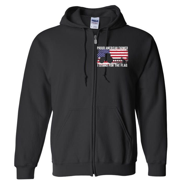 Proud American Farmer I Stand For The Flag Patriotic USA Premium Full Zip Hoodie