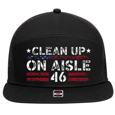 Patriotic American Flag Usa Clean Up On Aisle 46 7 Panel Mesh Trucker Snapback Hat