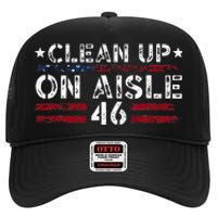 Patriotic American Flag Usa Clean Up On Aisle 46 High Crown Mesh Back Trucker Hat