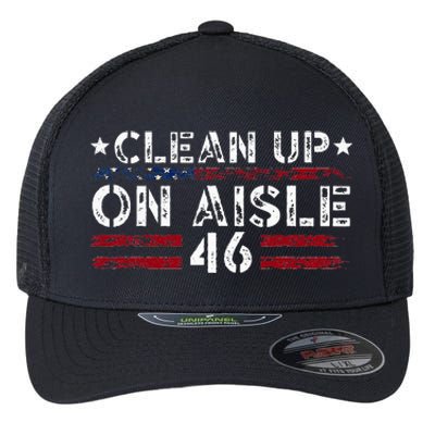 Patriotic American Flag Usa Clean Up On Aisle 46 Flexfit Unipanel Trucker Cap