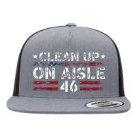 Patriotic American Flag Usa Clean Up On Aisle 46 Flat Bill Trucker Hat