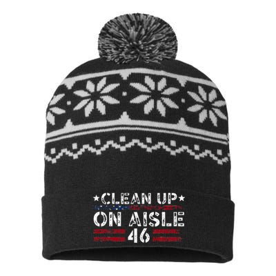 Patriotic American Flag Usa Clean Up On Aisle 46 USA-Made Snowflake Beanie