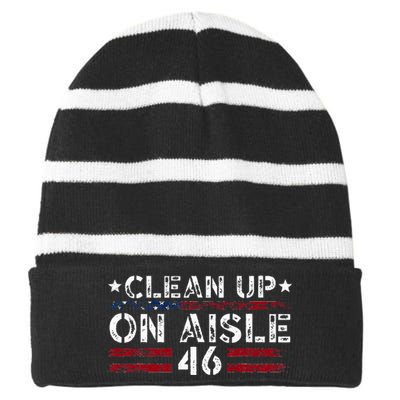 Patriotic American Flag Usa Clean Up On Aisle 46 Striped Beanie with Solid Band