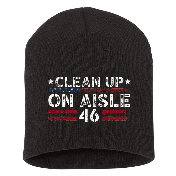 Patriotic American Flag Usa Clean Up On Aisle 46 Short Acrylic Beanie