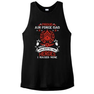 Proud Air Force Dad Most People Never Meet Heroes Fathers Gift Ladies PosiCharge Tri-Blend Wicking Tank