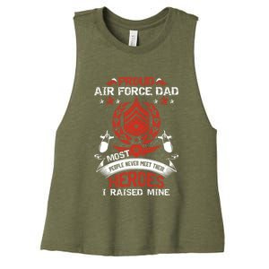 Proud Air Force Dad Most People Never Meet Heroes Fathers Gift Women's Racerback Cropped Tank