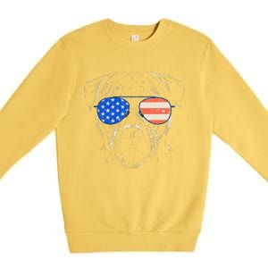 Pitbull American Flag 4th Of July Pitbull Dad Mom Dog Lover Premium Crewneck Sweatshirt