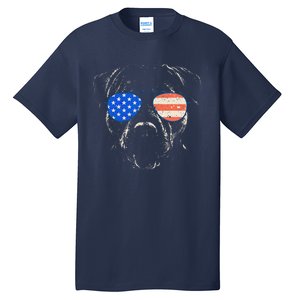 Pitbull American Flag 4th Of July Pitbull Dad Mom Dog Lover Tall T-Shirt