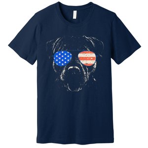 Pitbull American Flag 4th Of July Pitbull Dad Mom Dog Lover Premium T-Shirt