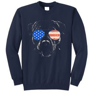 Pitbull American Flag 4th Of July Pitbull Dad Mom Dog Lover Tall Sweatshirt