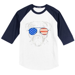 Pitbull American Flag 4th Of July Pitbull Dad Mom Dog Lover Baseball Sleeve Shirt