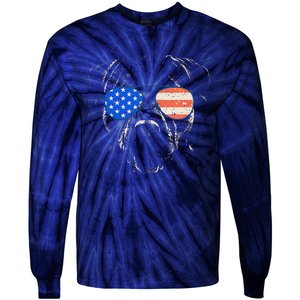 Pitbull American Flag 4th Of July Pitbull Dad Mom Dog Lover Tie-Dye Long Sleeve Shirt